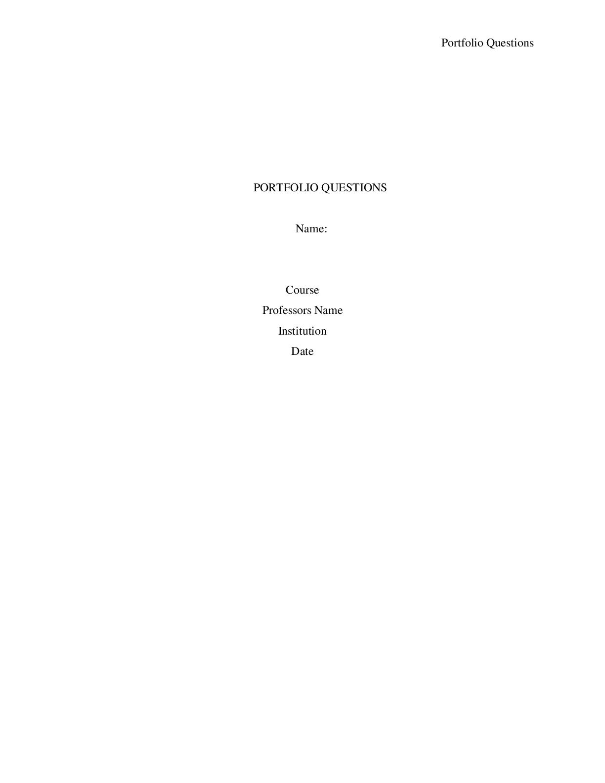 Preview image for PORTFOLIO QUESTIONS ANSWERED